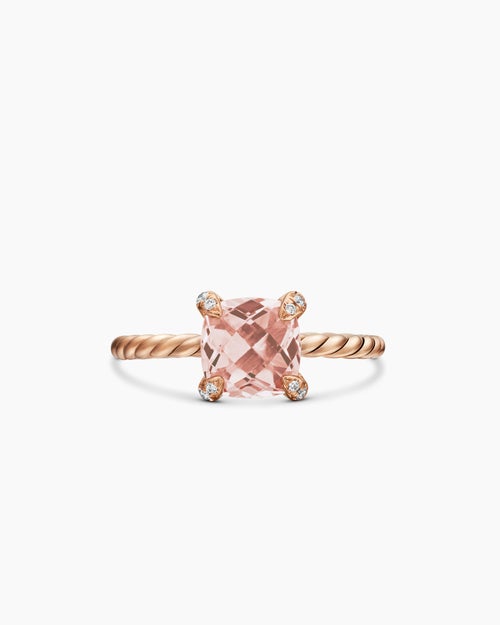 Womens Chatelaine Ring in 18K Rose Gold with Diamonds, 7mm