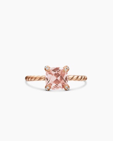 Chatelaine® Ring in 18K Rose Gold with Morganite and Diamonds, 7mm