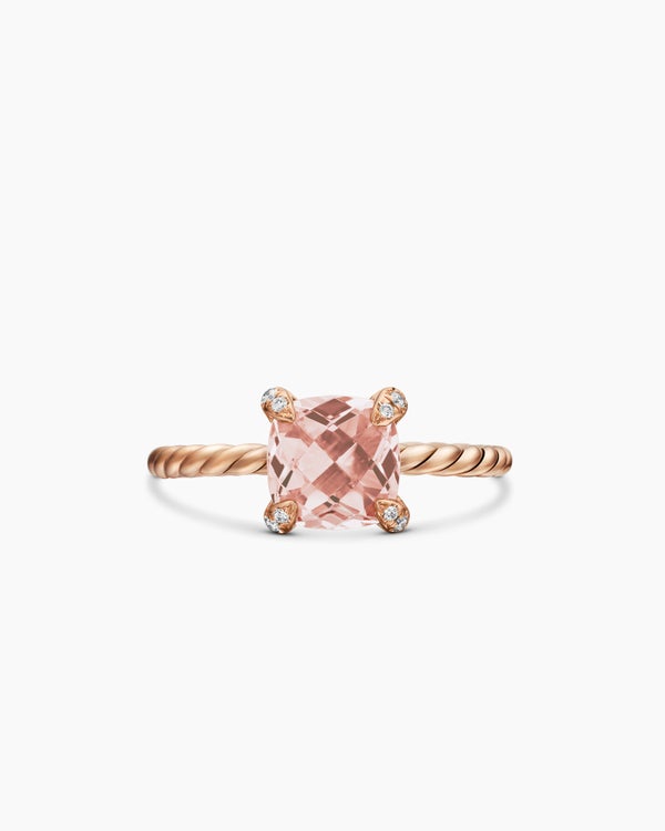 Bague Chatelaine en or rose 18 carats avec diamants, 7 mm