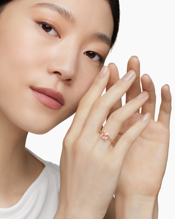 Bague Chatelaine en or rose 18 carats avec diamants, 7 mm