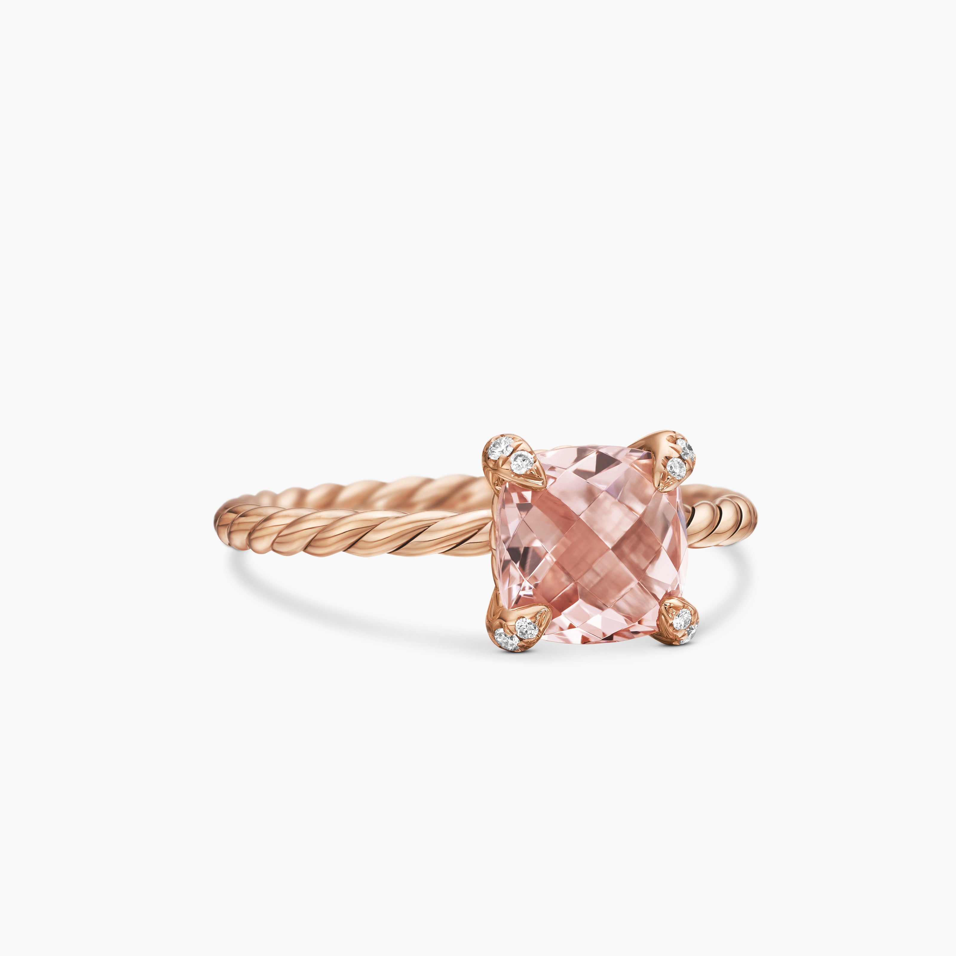 Womens Chatelaine Ring in 18K Rose Gold with Diamonds, 7mm