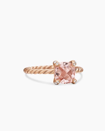 Chatelaine® Ring in 18K Rose Gold with Morganite and Diamonds, 7mm