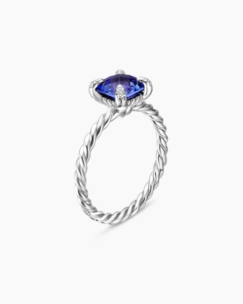 Womens Chatelaine Ring in 18K White Gold with Diamonds, 7mm