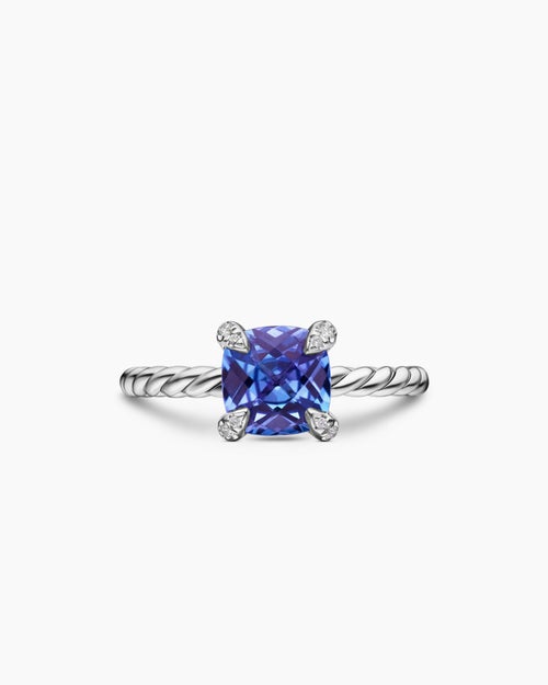 Womens Chatelaine Ring in 18K White Gold with Diamonds, 7mm