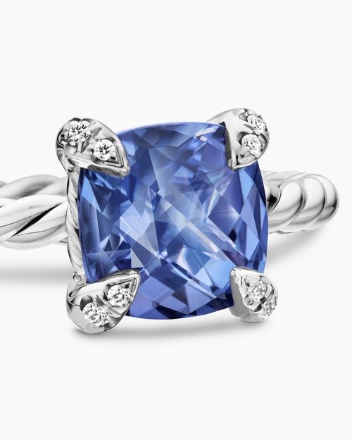 Womens Chatelaine® Ring in 18K White Gold with Tanzanite and Diamonds, 7mm