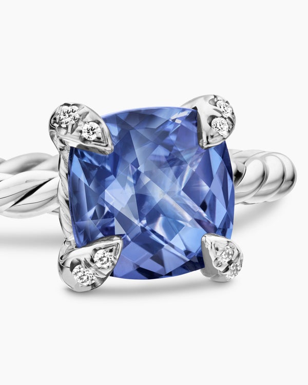 Chatelaine Ring in 18K White Gold with Diamonds, 7mm