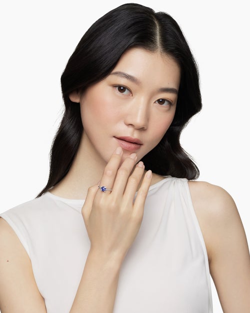 Womens Chatelaine® Ring in 18K White Gold with Tanzanite and Diamonds, 7mm