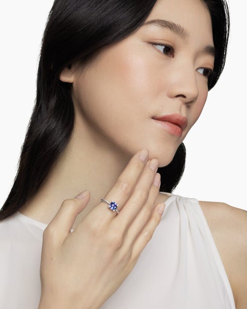 Womens Chatelaine® Ring in 18K White Gold with Tanzanite and Diamonds, 7mm