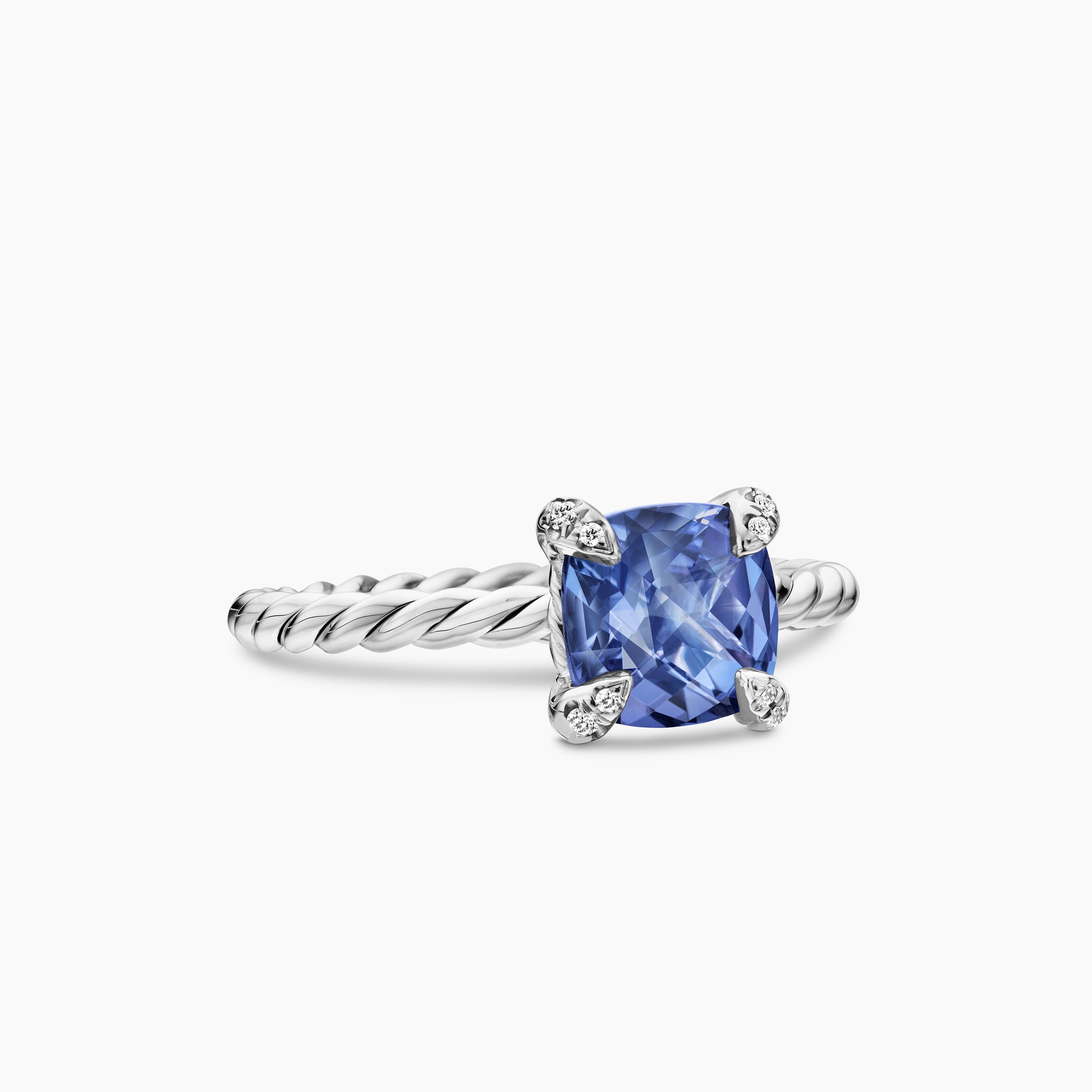 Bague Ch&acirc;telaine&reg; en or blanc 18 carats, tanzanite et diamants, 7 mm femme 