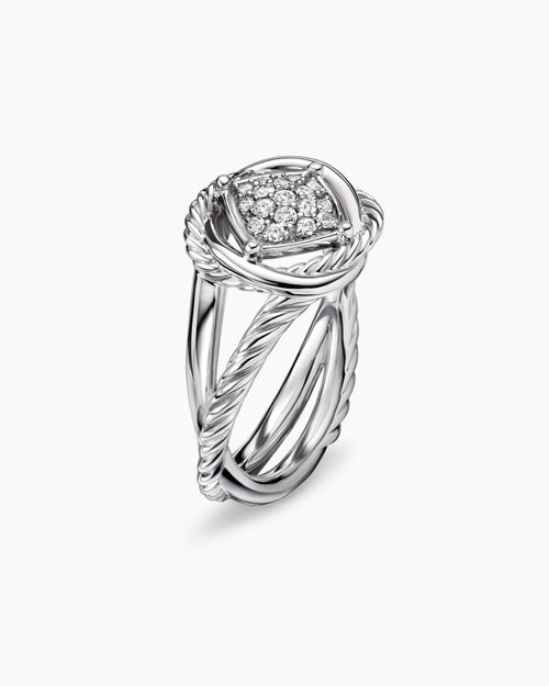 Womens Infinity Ring in Sterling Silver with Diamonds, 13mm