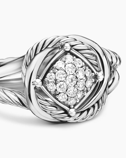 Womens Infinity Ring in Sterling Silver with Diamonds, 13mm