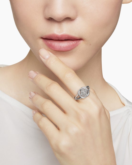 Infinity Ring in Sterling Silver with Diamonds, 13mm