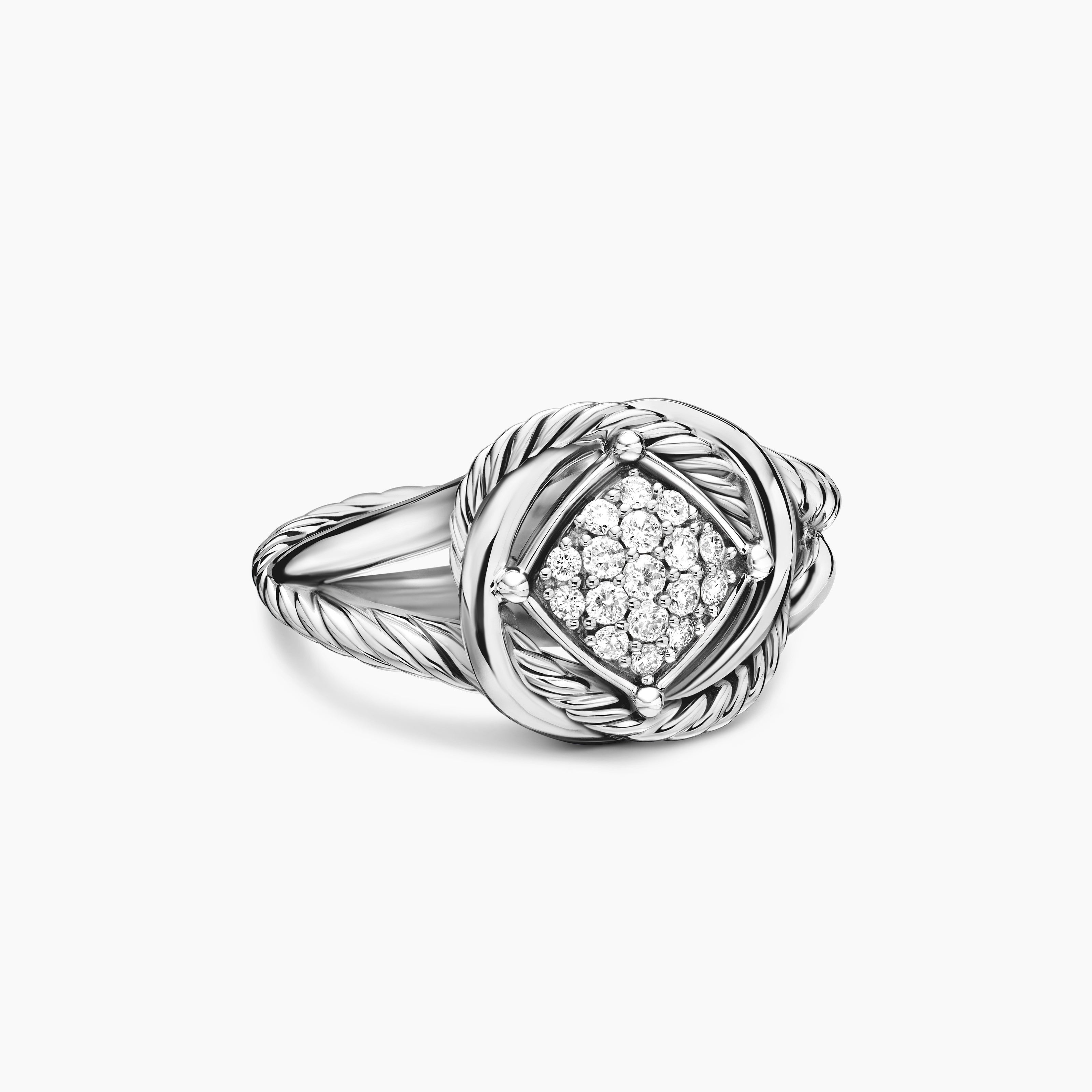 Womens Infinity Ring in Sterling Silver with Diamonds, 13mm