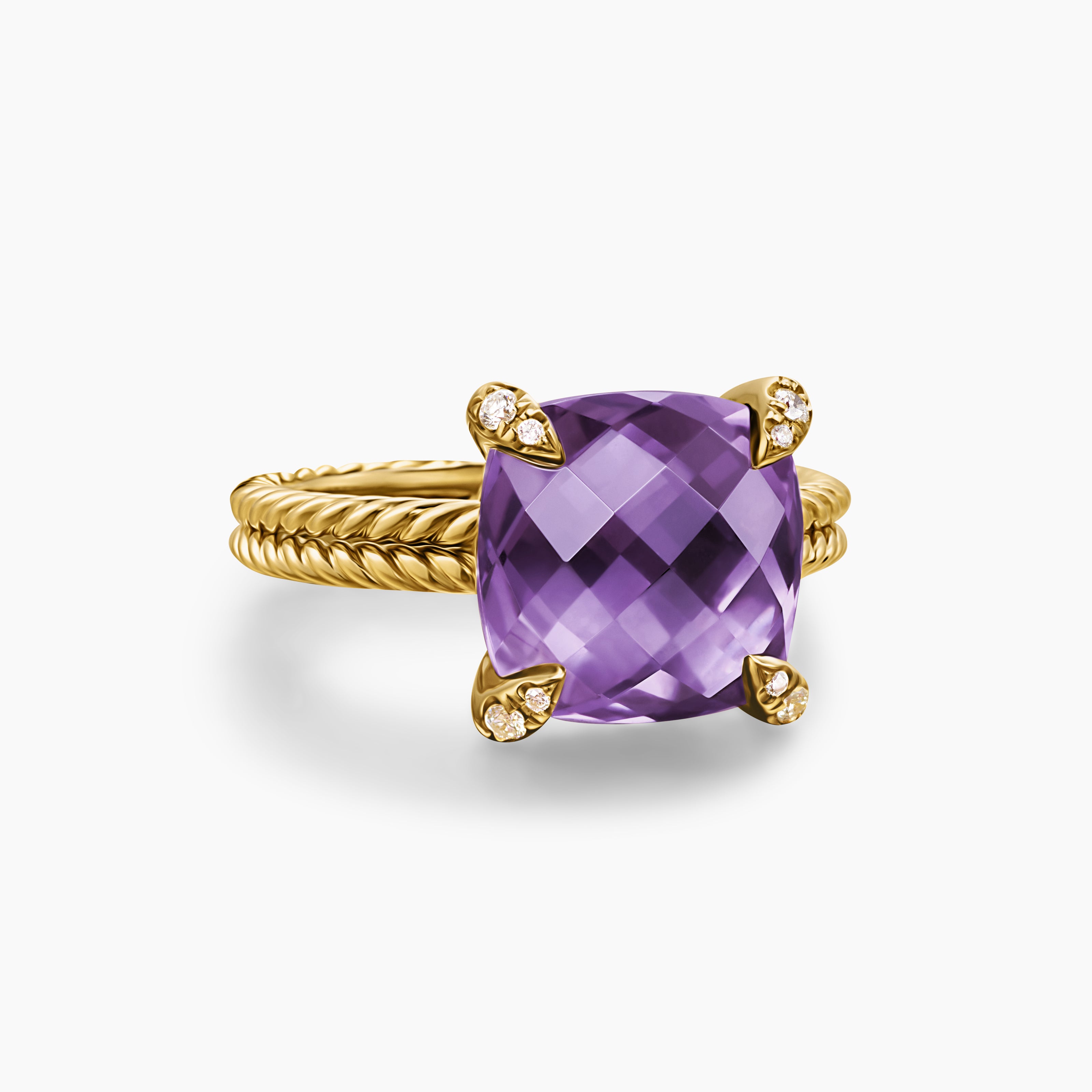 Womens Chatelaine Ring in 18K Yellow Gold with Diamonds, 11mm
