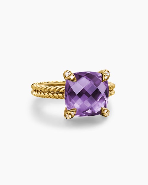Womens Chatelaine Ring in 18K Yellow Gold with Diamonds, 11mm
