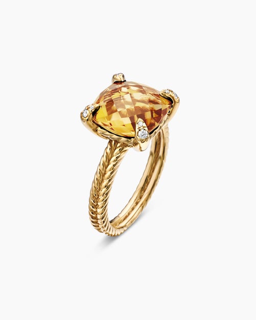 Womens Chatelaine® Ring in 18K Yellow Gold with Citrine and Diamonds, 11mm