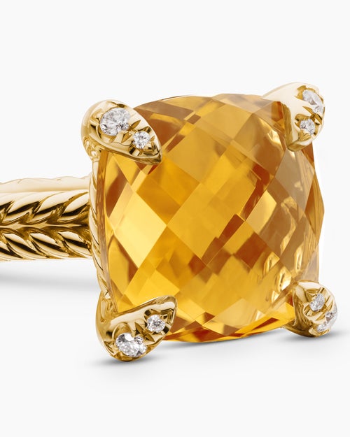 Womens Chatelaine® Ring in 18K Yellow Gold with Citrine and Diamonds, 11mm