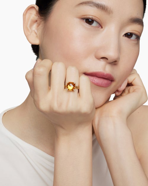 Womens Chatelaine® Ring in 18K Yellow Gold with Citrine and Diamonds, 11mm