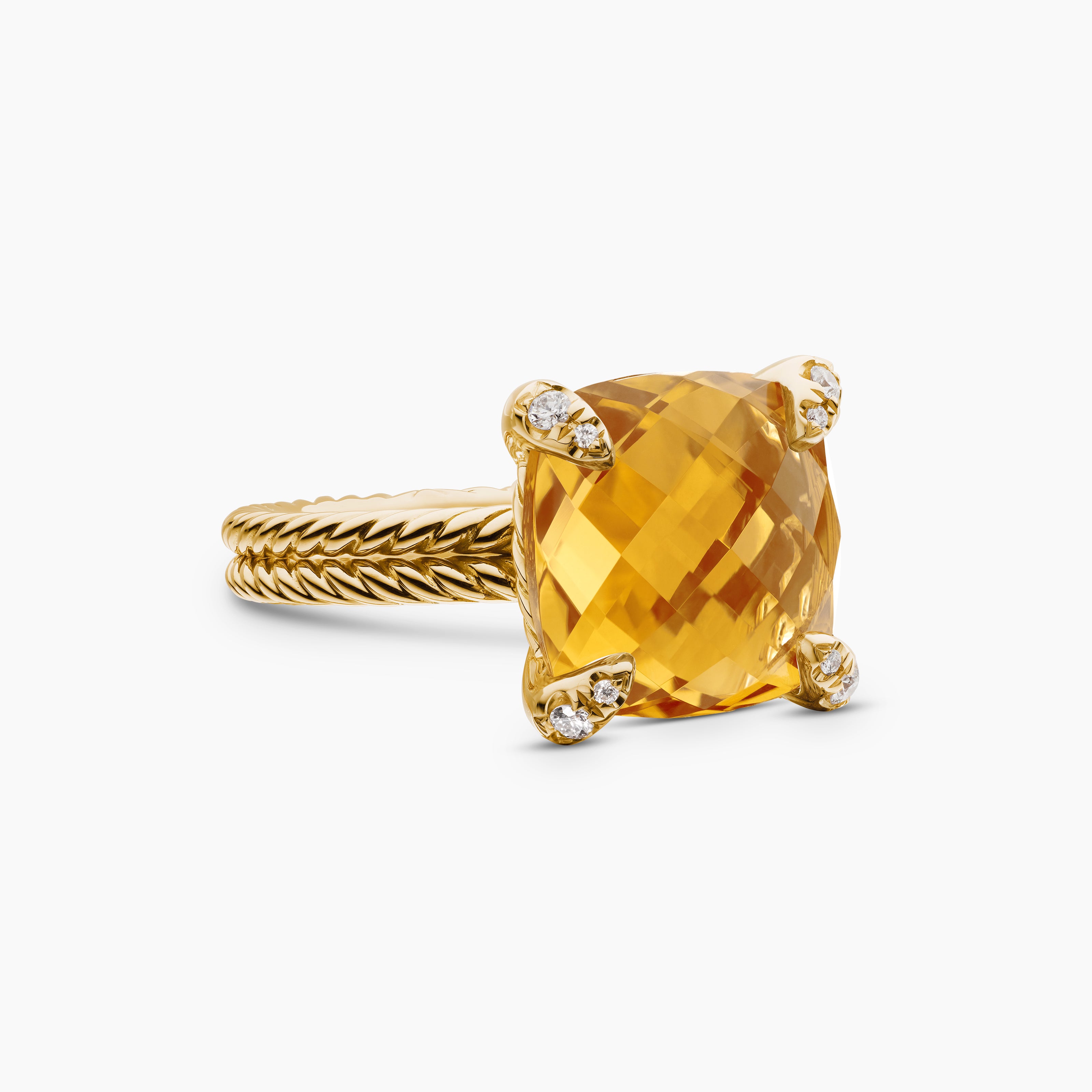Womens Chatelaine Ring in 18K Yellow Gold with Diamonds, 11mm