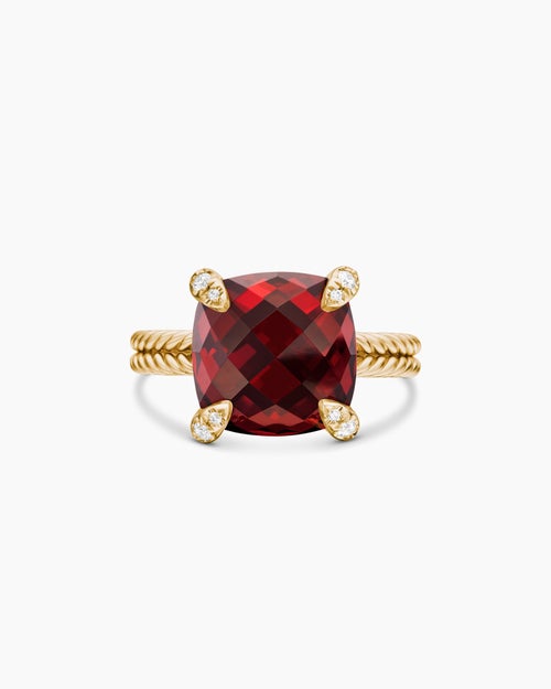 Womens Chatelaine Ring in 18K Yellow Gold with Diamonds, 11mm