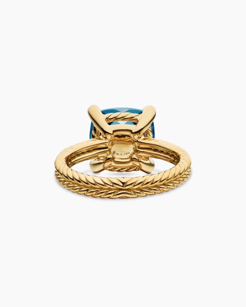 Womens Chatelaine® Ring in 18K Yellow Gold with Hampton Blue Topaz and Diamonds, 11mm