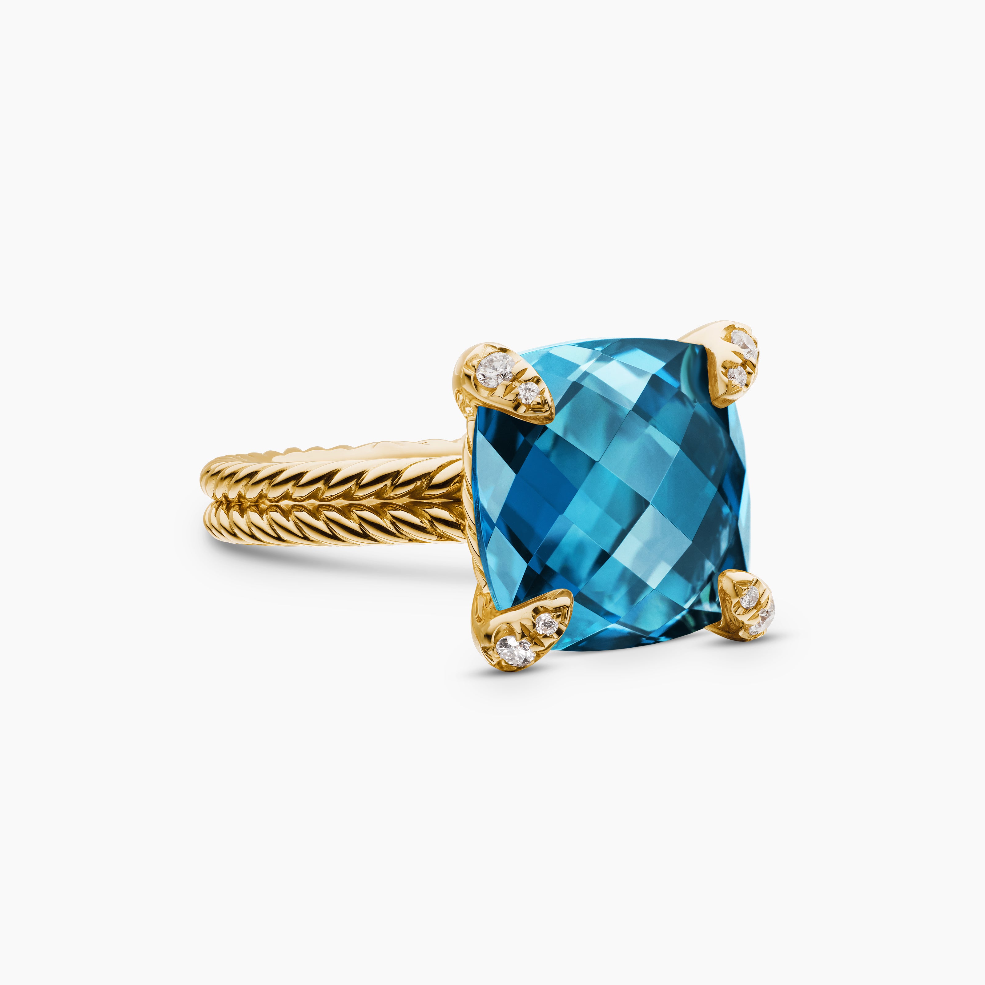 Womens Chatelaine Ring in 18K Yellow Gold with Diamonds, 11mm