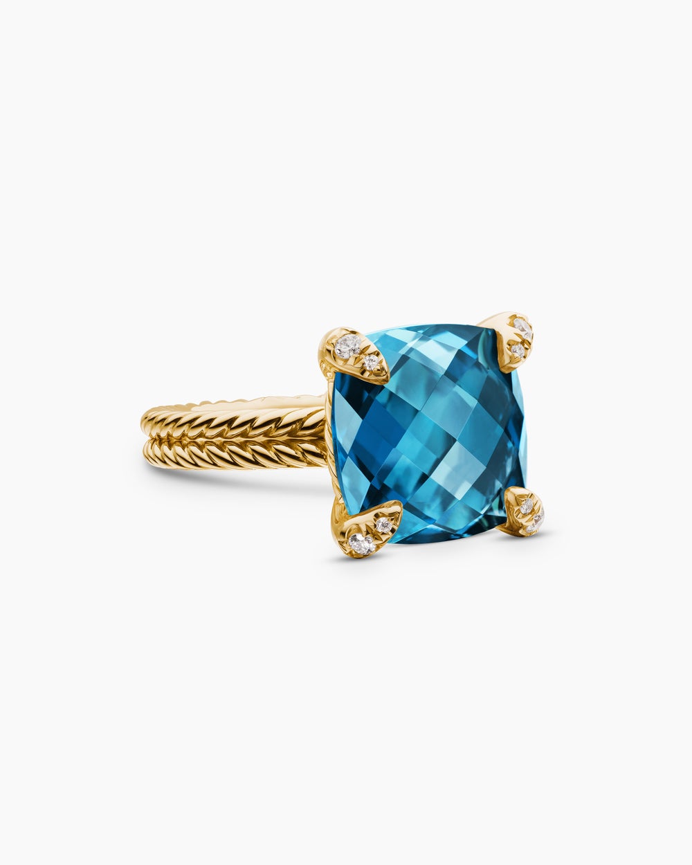 Womens Chatelaine Ring in 18ct Yellow Gold with Diamonds, 11mm