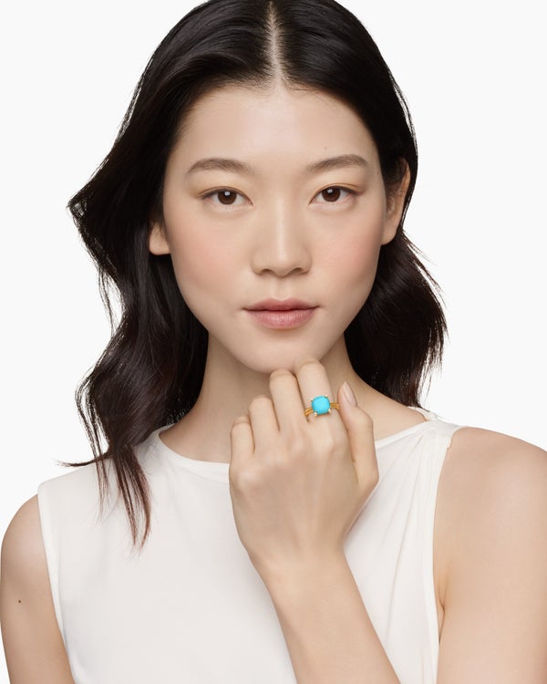 Chatelaine® Ring in Sterling Silver with Hampton Blue Topaz and Diamonds, 11mm