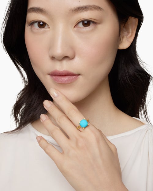 Womens Chatelaine® Ring in 18K Yellow Gold with Turquoise and Diamonds, 11mm