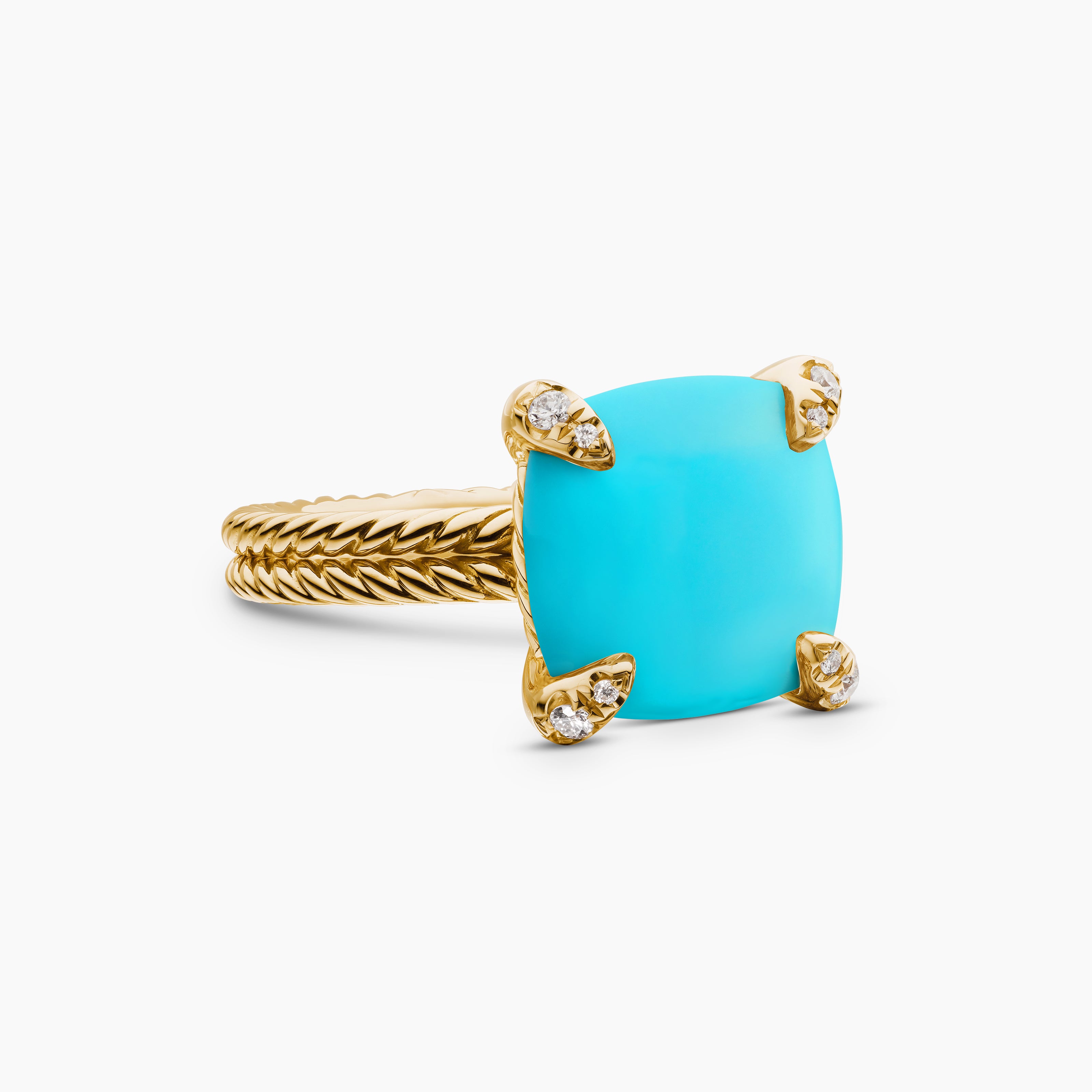 Womens Chatelaine Ring in 18K Yellow Gold with Diamonds, 11mm