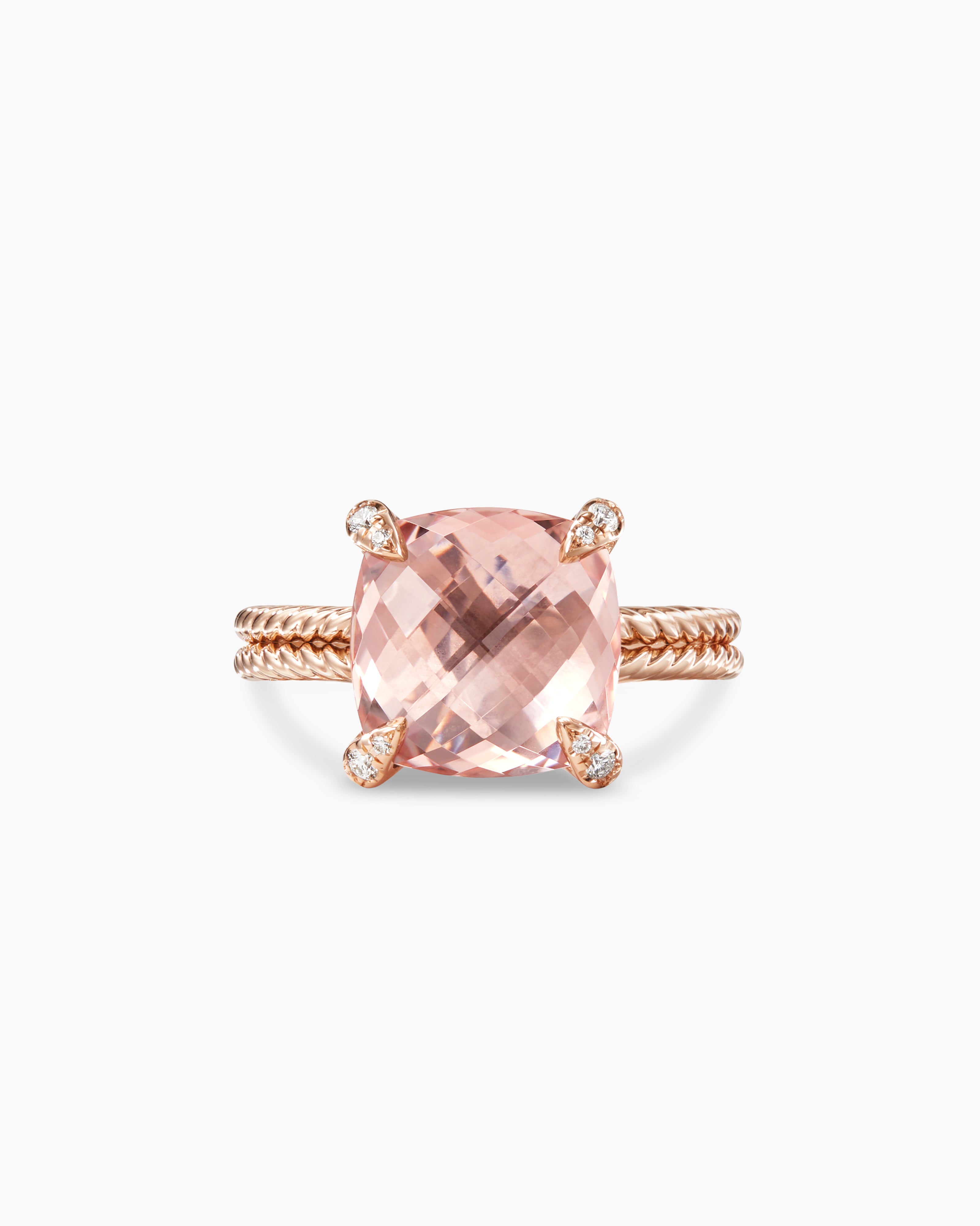 David Yurman Chatelaine Ring with Morganite and Diamonds in 18K Rose Gold - pink/rose Gold