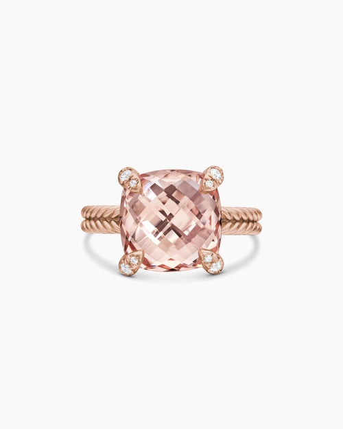 Womens Chatelaine® Ring in 18K Rose Gold with Morganite and Diamonds, 11mm