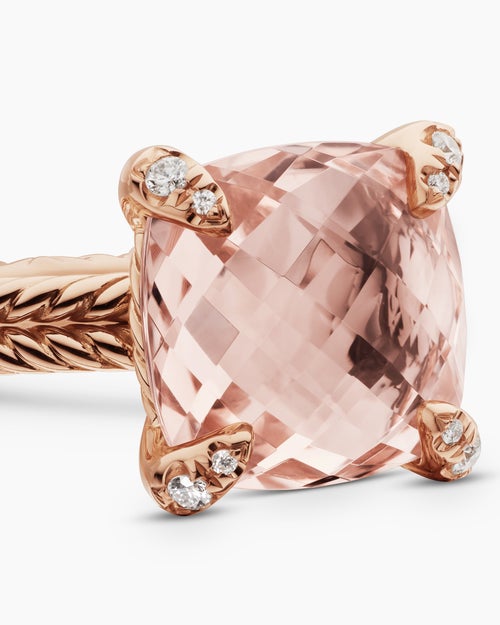 Womens Chatelaine® Ring in 18K Rose Gold with Morganite and Diamonds, 11mm