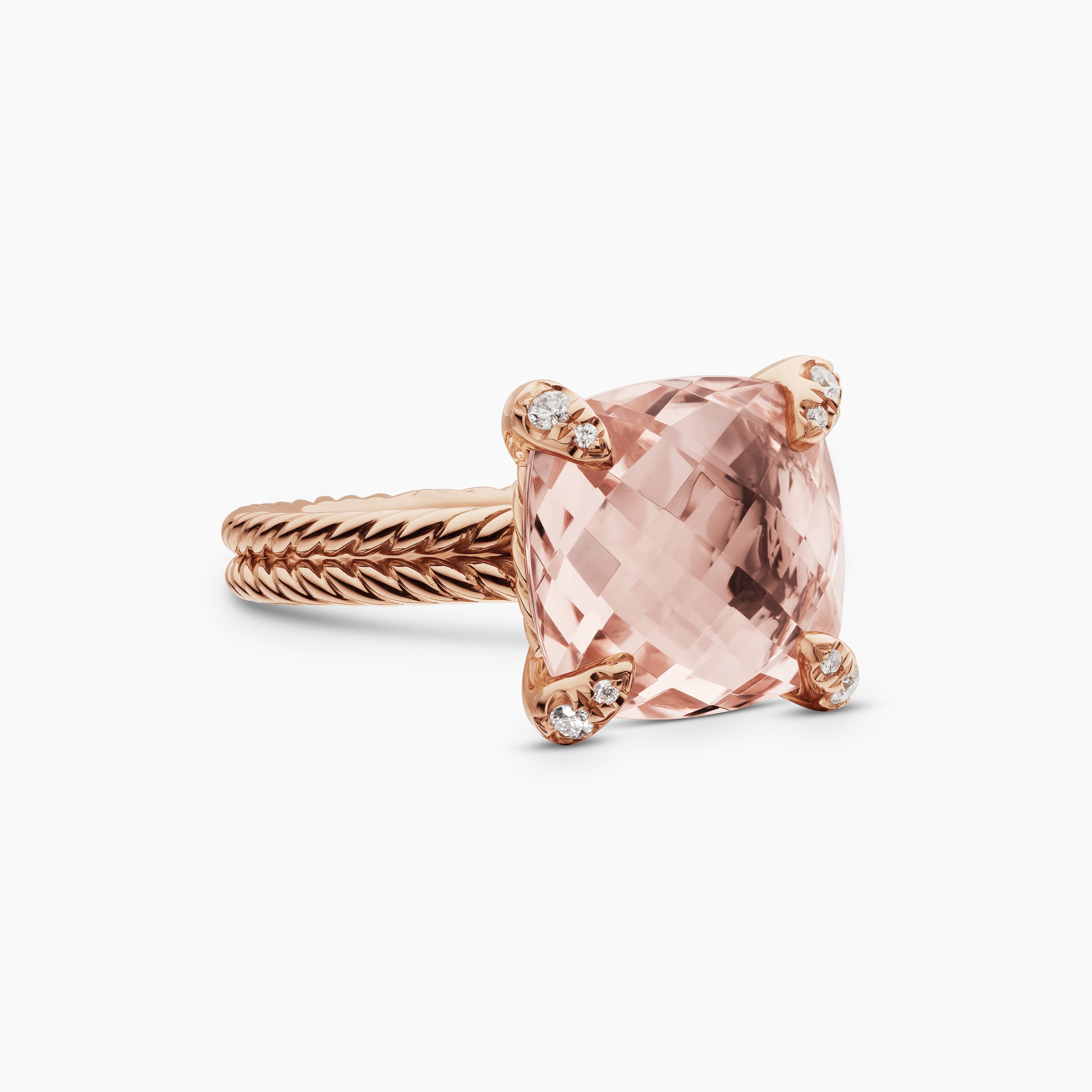 Womens Chatelaine Ring in 18K Rose Gold with Diamonds, 11mm