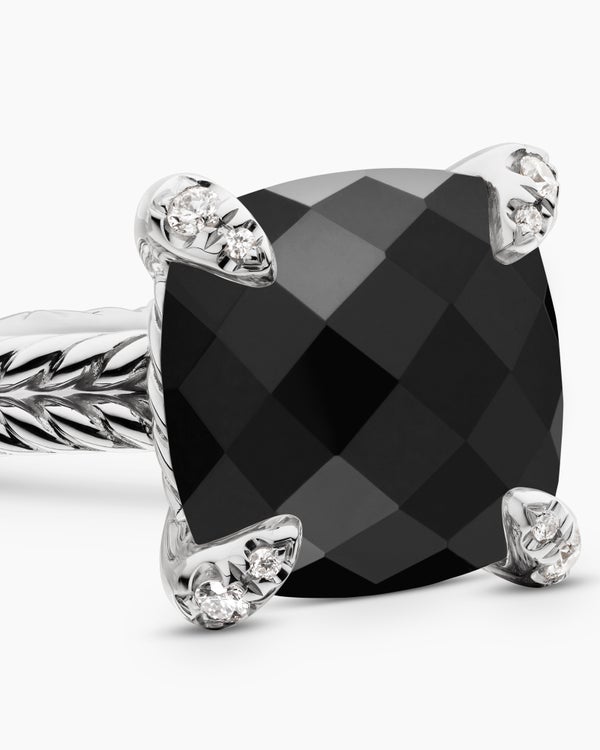 Bague Chatelaine en argent sterling avec diamants, 11 mm