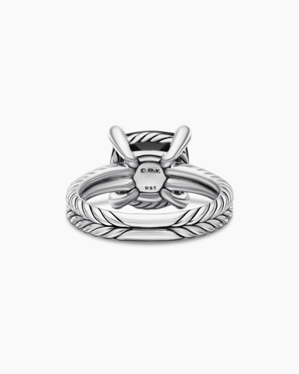 Bague Chatelaine en argent sterling avec diamants, 11 mm