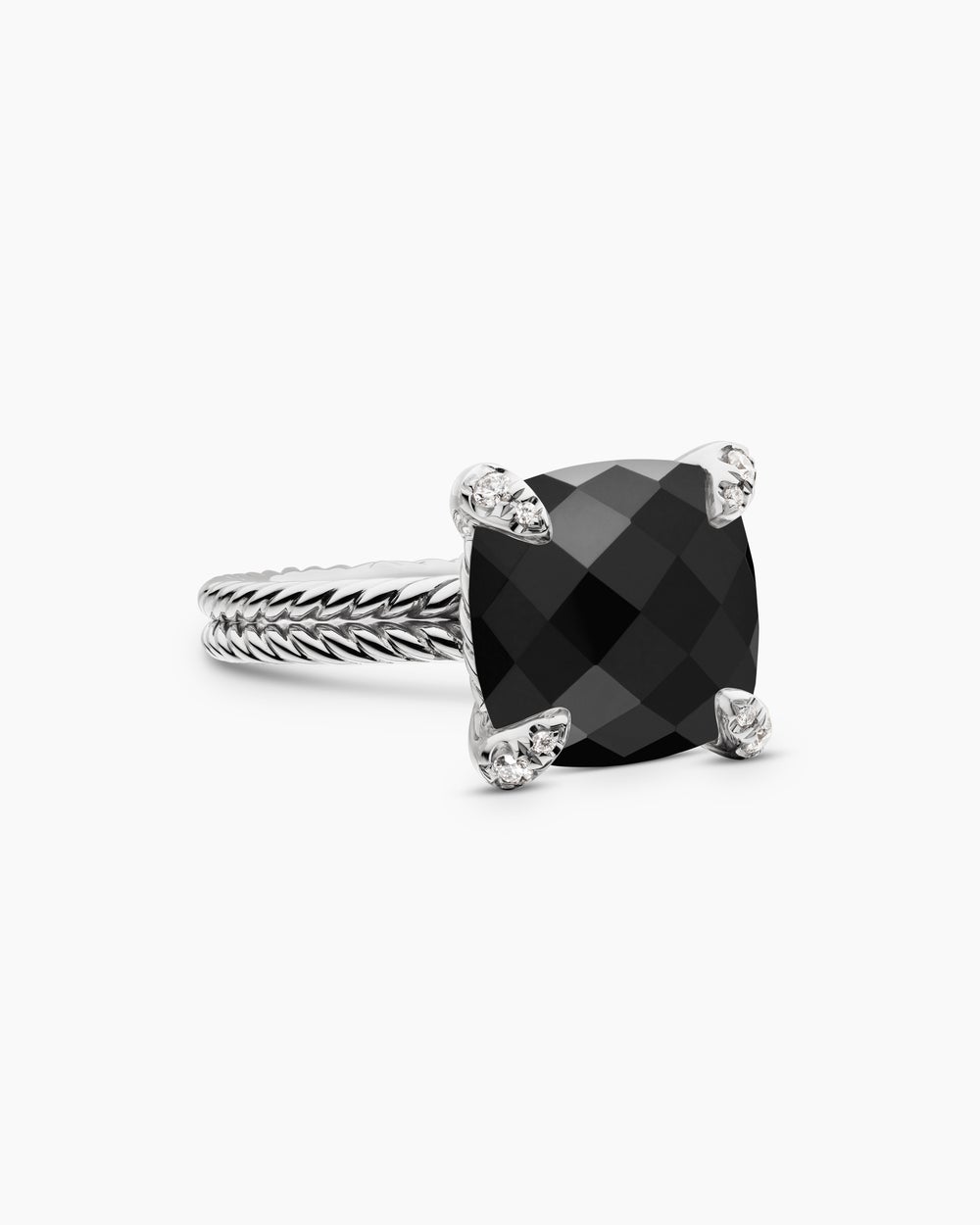 Womens Chatelaine Ring in Sterling Silver with Diamonds, 11mm