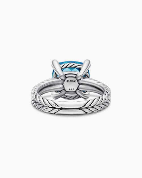 Womens Chatelaine® Ring in Sterling Silver with Blue Topaz and Diamonds, 11mm
