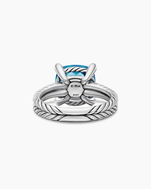 Bague Chatelaine en argent sterling avec diamants, 11 mm