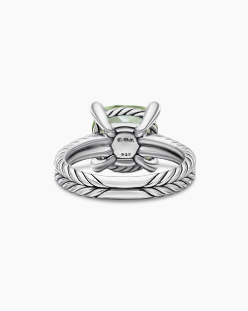 Womens Chatelaine® Ring in Sterling Silver with Prasiolite and Diamonds, 11mm