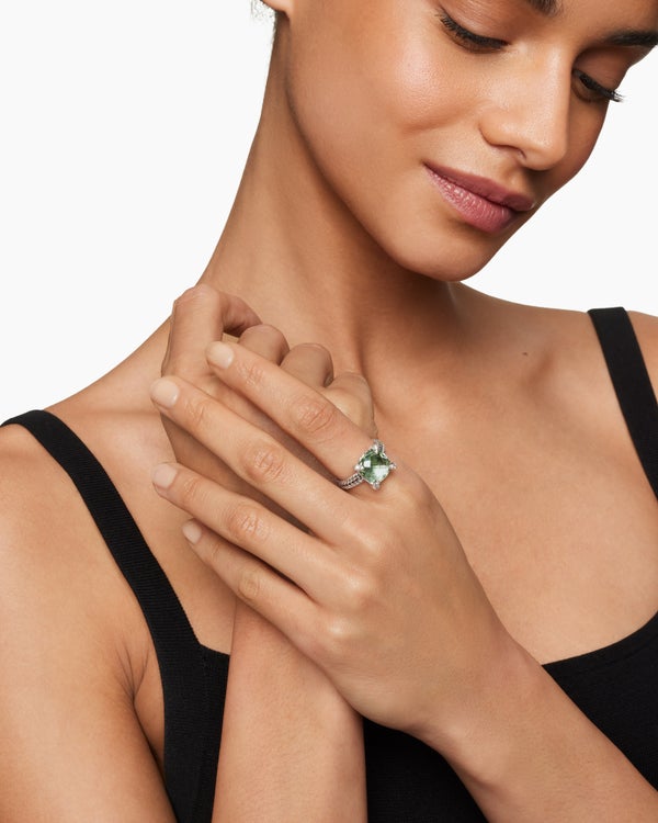 Bague Chatelaine en argent sterling avec diamants, 11 mm