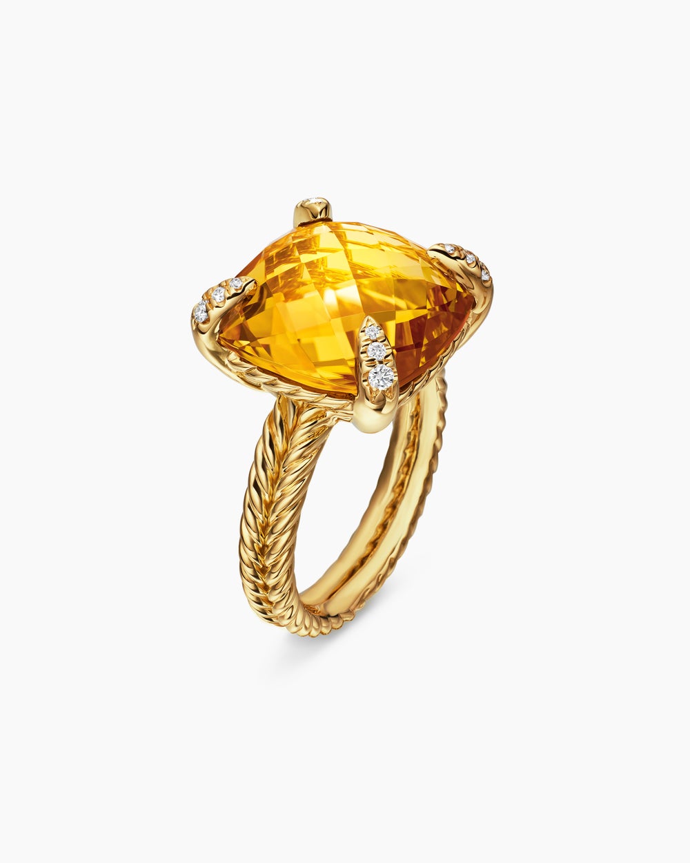 Womens Chatelaine Ring in 18K Yellow Gold with Diamonds, 14mm