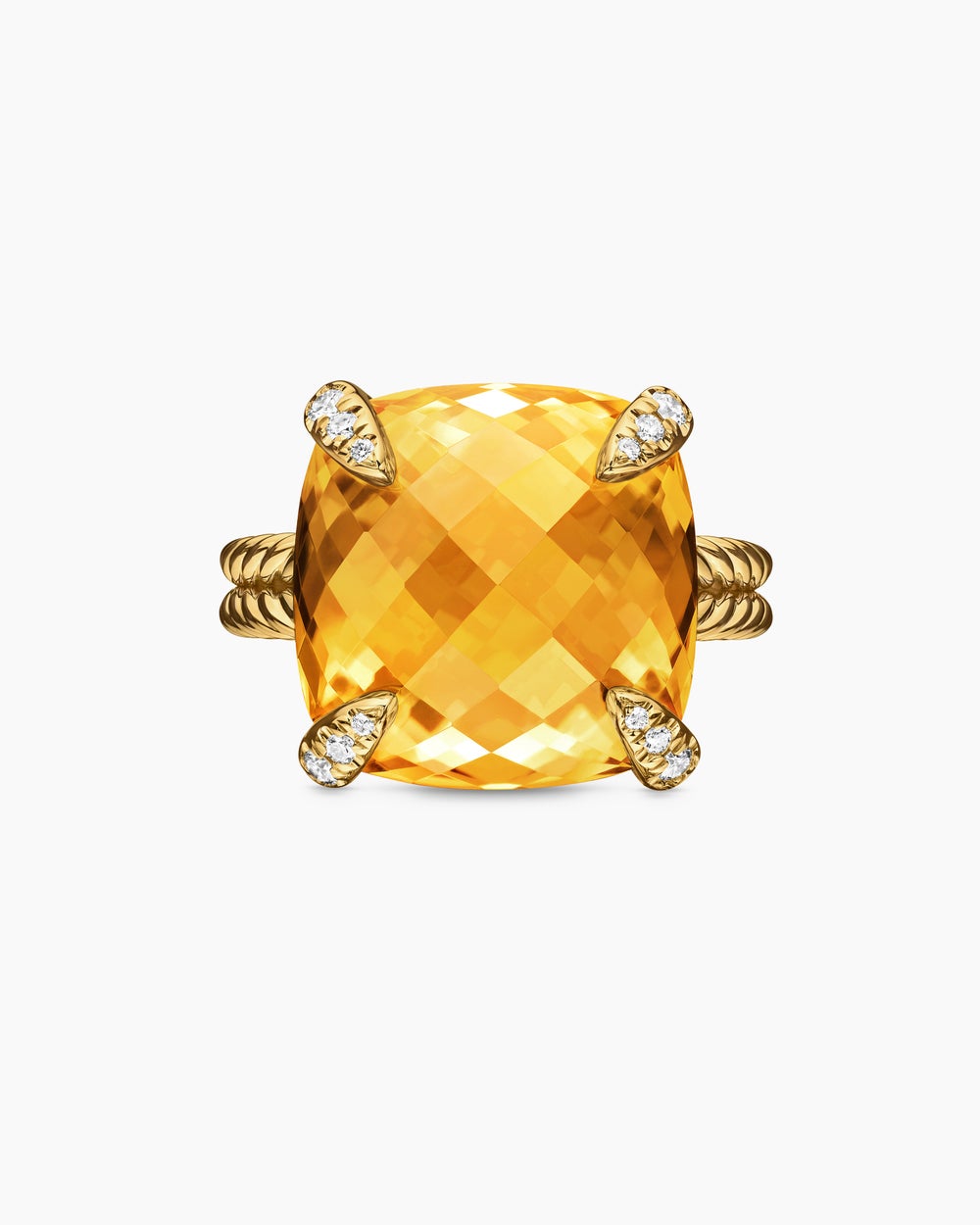 Womens Chatelaine Ring in 18K Yellow Gold with Diamonds, 14mm