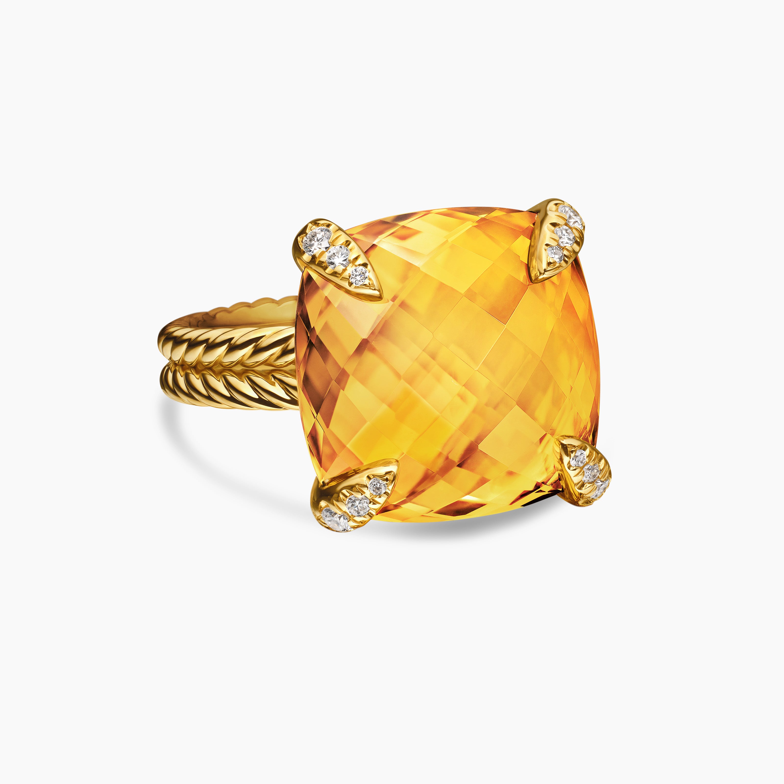 Bague Chatelaine en or jaune 18 carats avec diamants, 14 mm femmes 