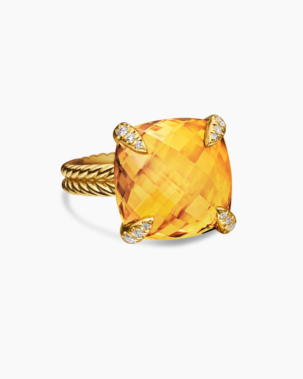 Womens Chatelaine Ring in 18K Yellow Gold with Diamonds, 14mm