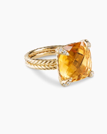 Chatelaine Ring in 18K Yellow Gold with Diamonds, 14mm