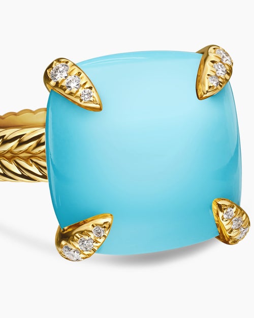 Womens Chatelaine Ring in 18K Yellow Gold with Diamonds, 14mm