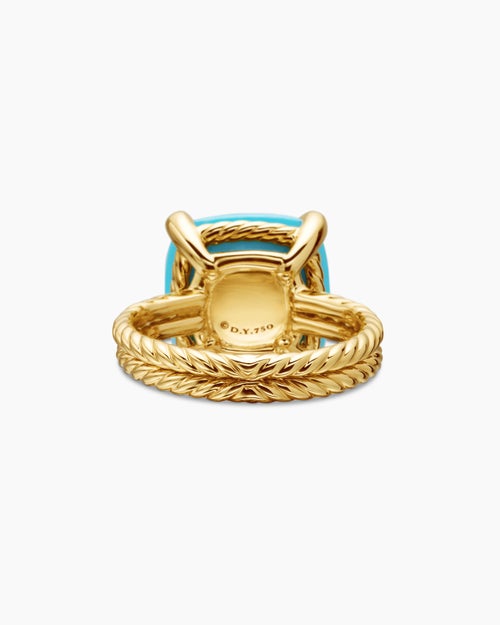 Womens Chatelaine® Ring in 18ct Yellow Gold with Turquoise and Diamonds, 14mm