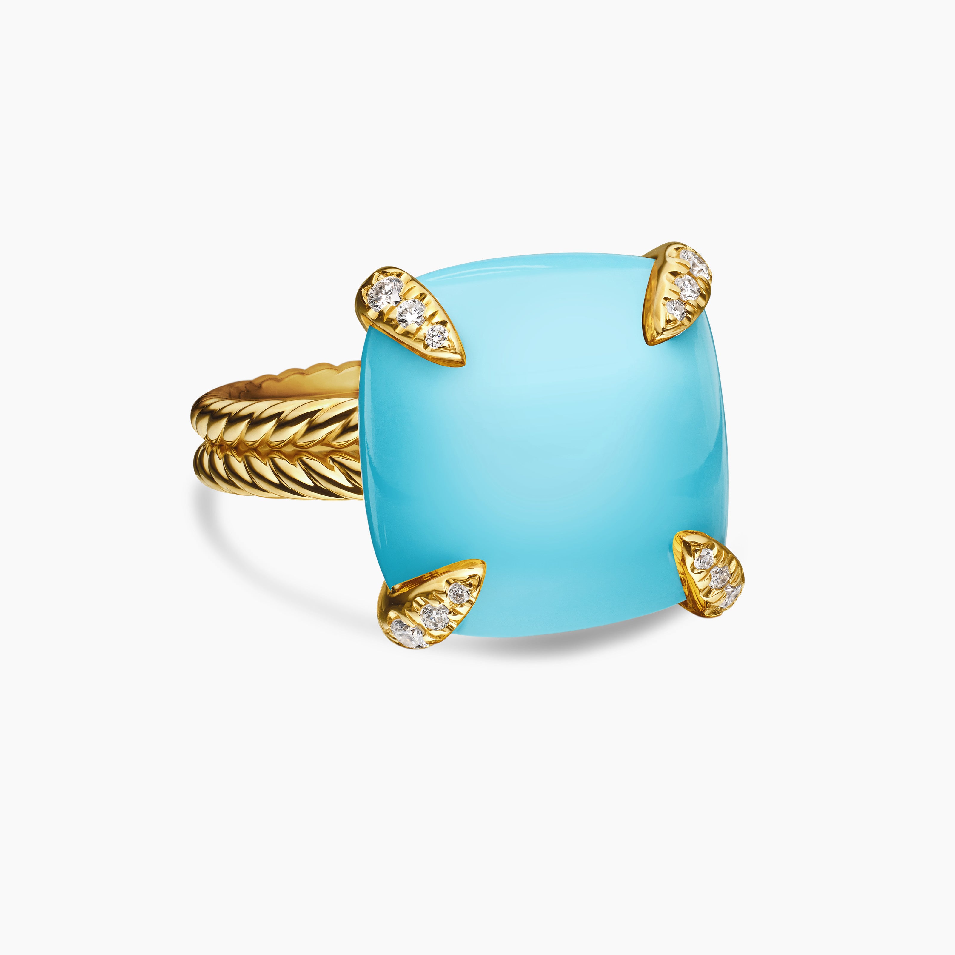 Womens Chatelaine&reg; Ring in 18K Yellow Gold with Turquoise and Diamonds, 14mm
