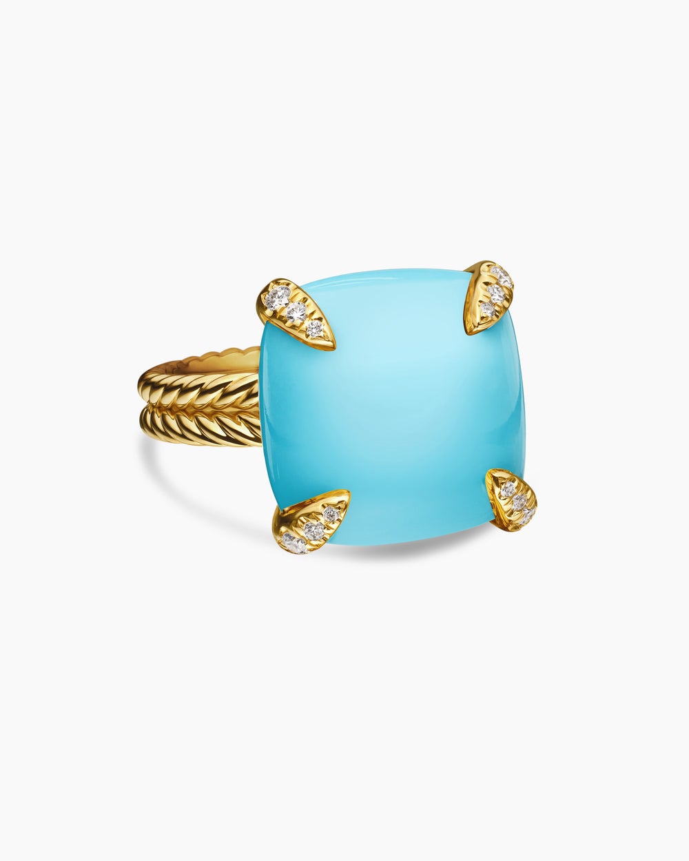 Womens Chatelaine® Ring in 18ct Yellow Gold with Turquoise and Diamonds, 14mm